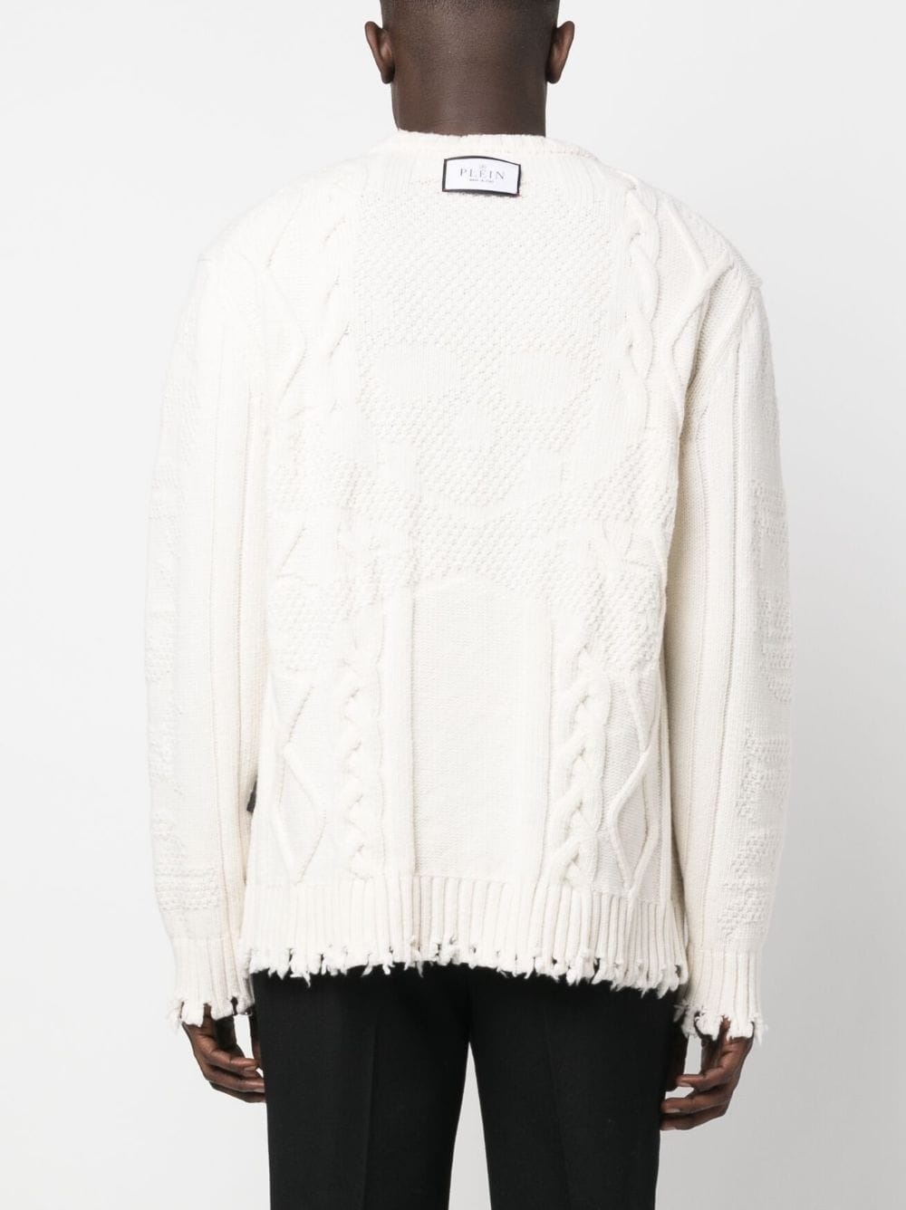 cable-knit distressed-finish jumper - 4