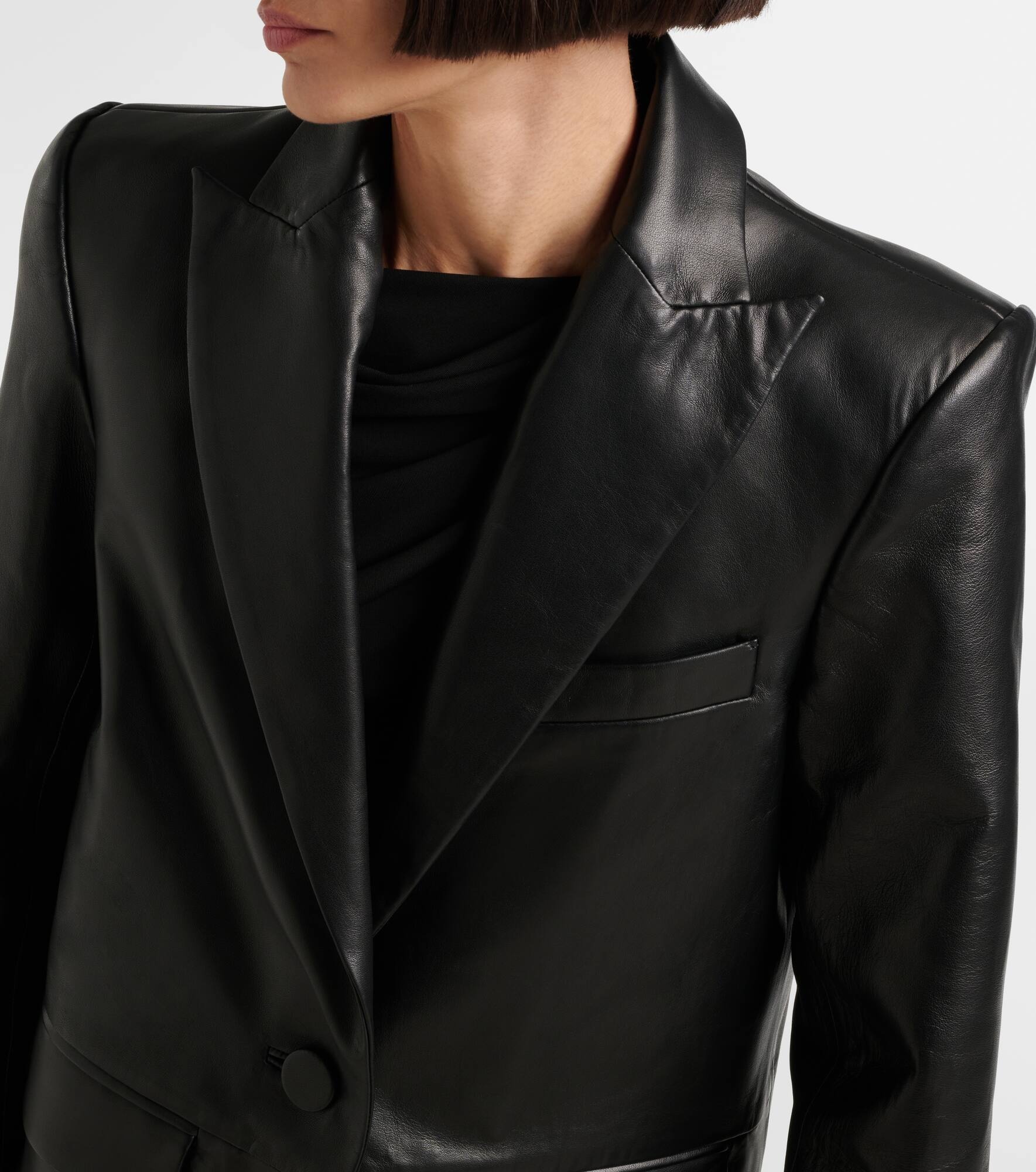 Oversized leather blazer - 4