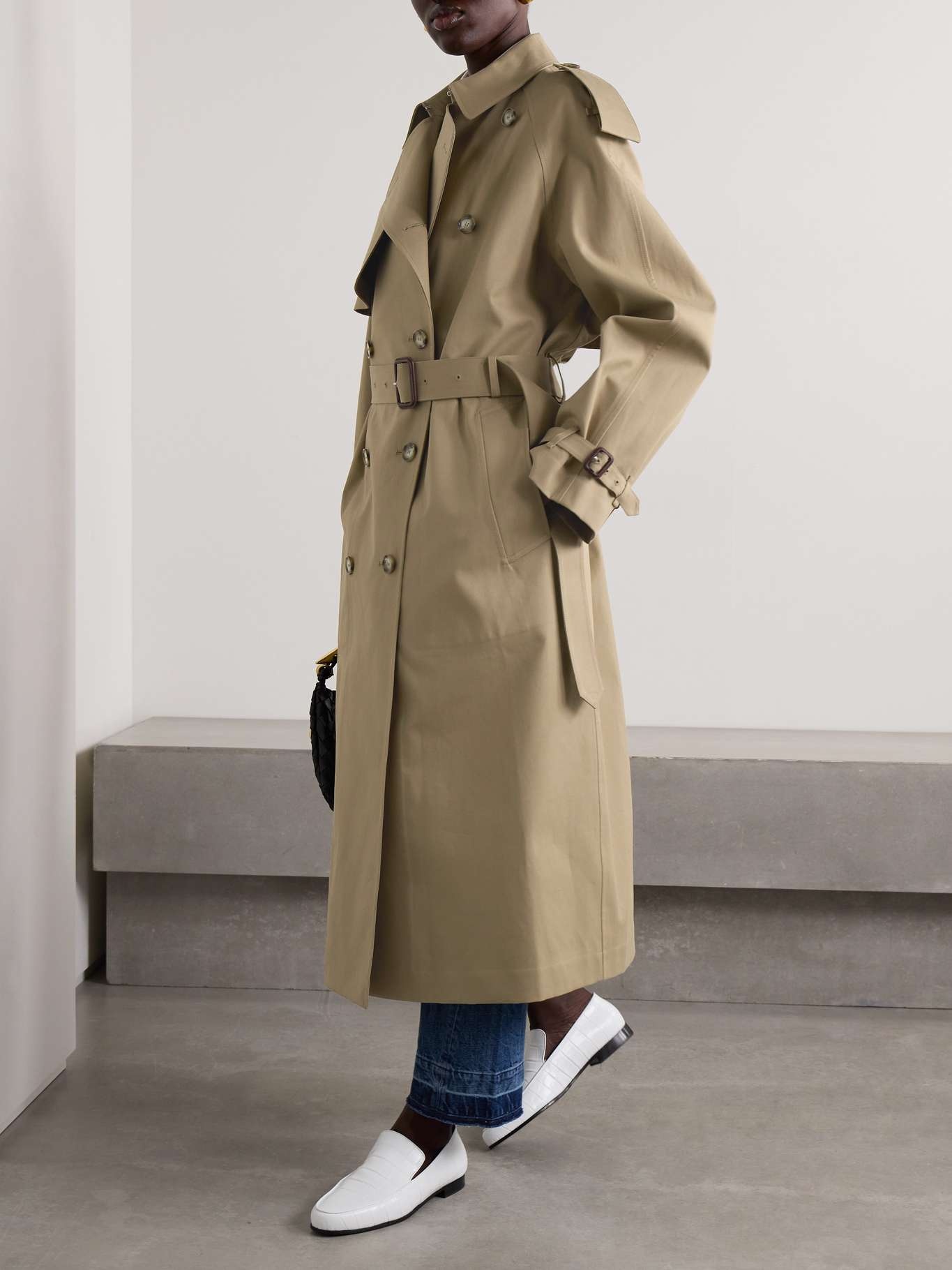 Belted double-breasted cotton-gabardine trench coat - 3