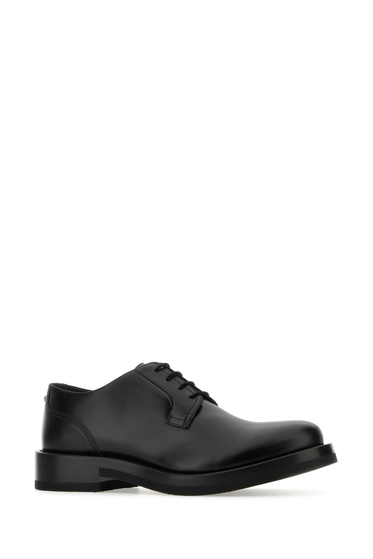 Valentino Garavani Men Black Leather Lace-Up Shoes - 2