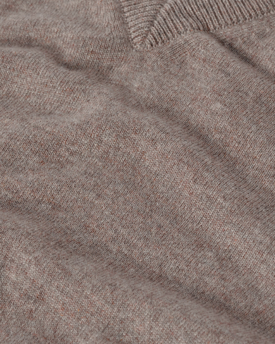 Classic Cashmere Brown V Neck Jumper - 6