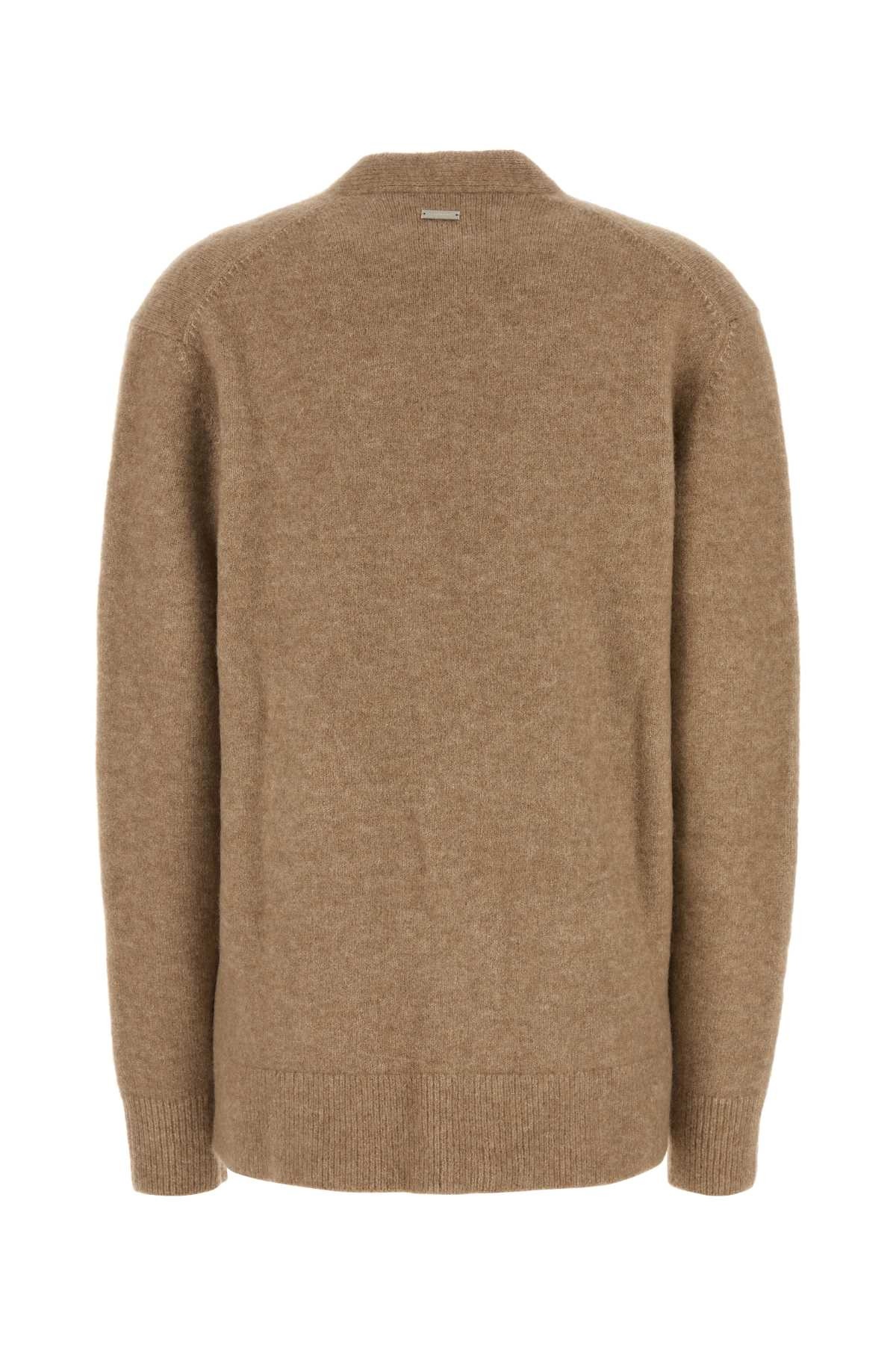 Salvatore Ferragamo Women Camel Stretch Alpaca Blend Oversize Cardigan - 2