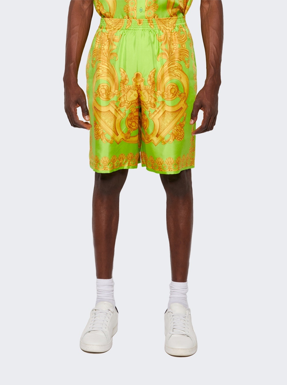 Barocco 660 Silk Shorts Lime And Gold - 3