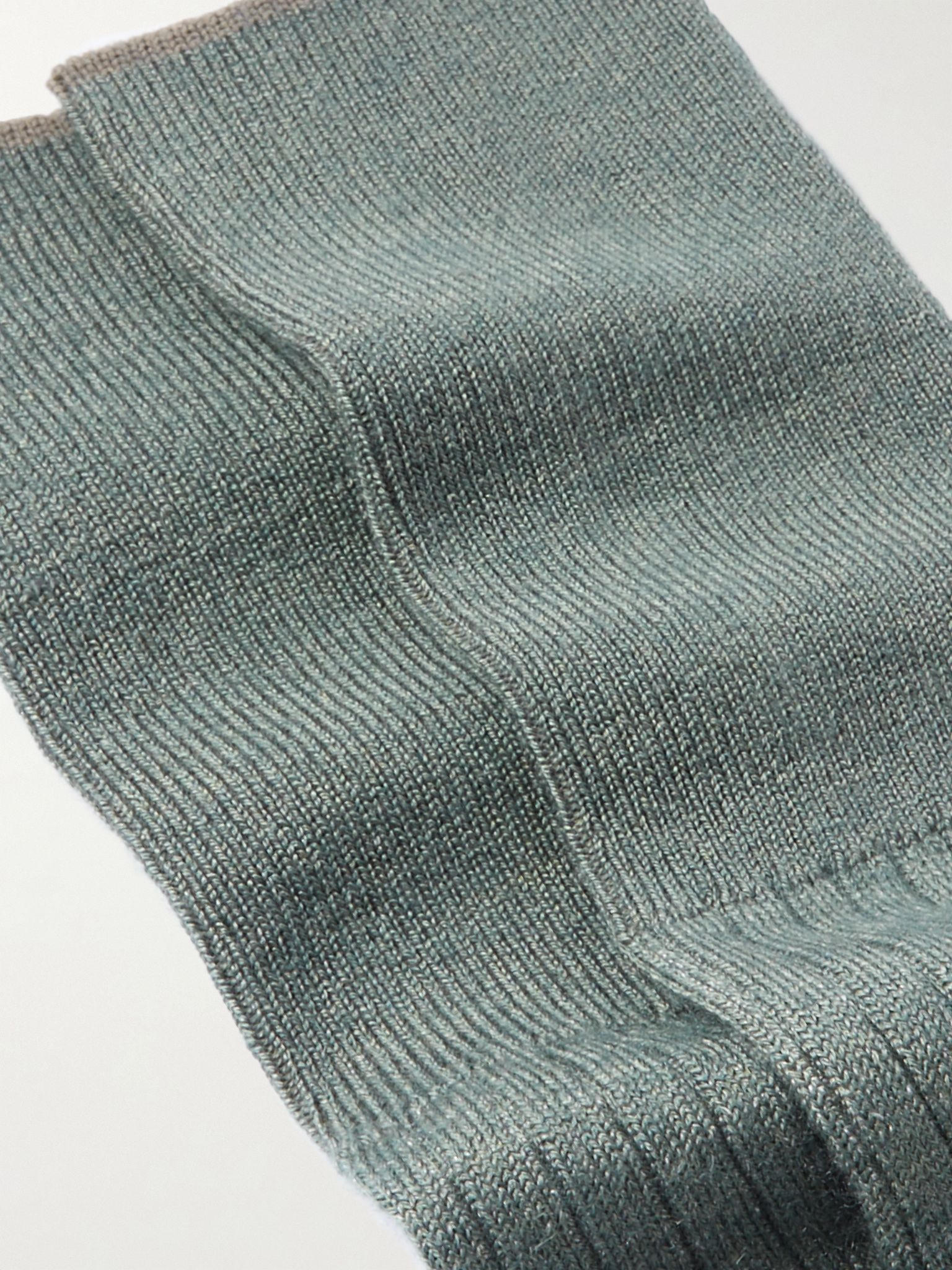 Ribbed Cashmere and Silk-Blend Socks Green - 2