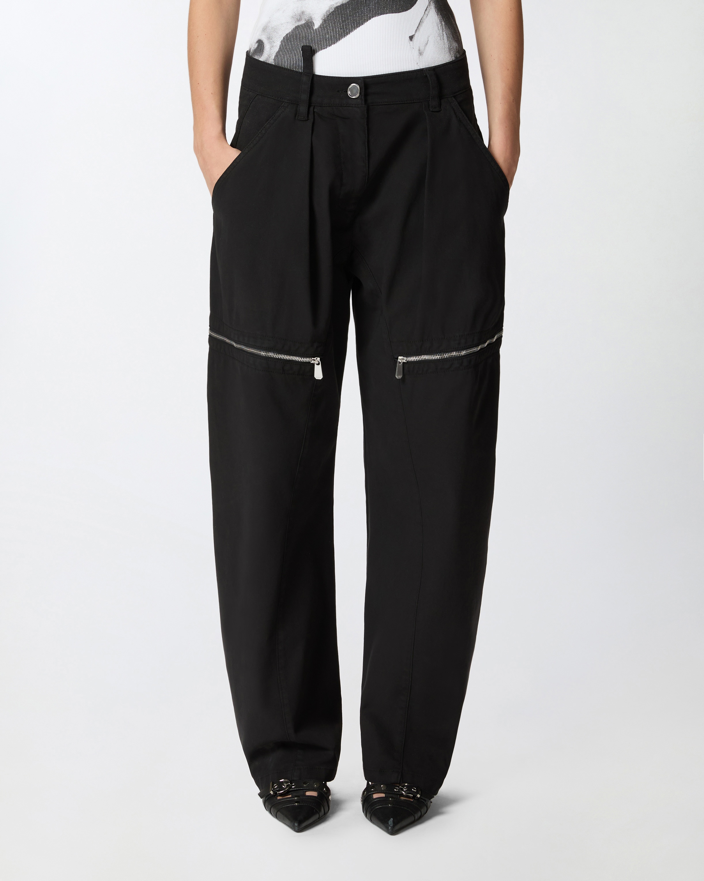 BALLOON TROUSERS WITH MID-THIGH ZIP - 3