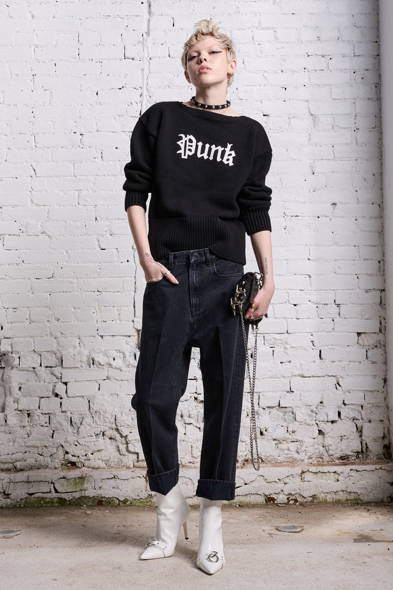 SHRUNKEN PUNK SWEATER - GOTHIC BLACK - 3