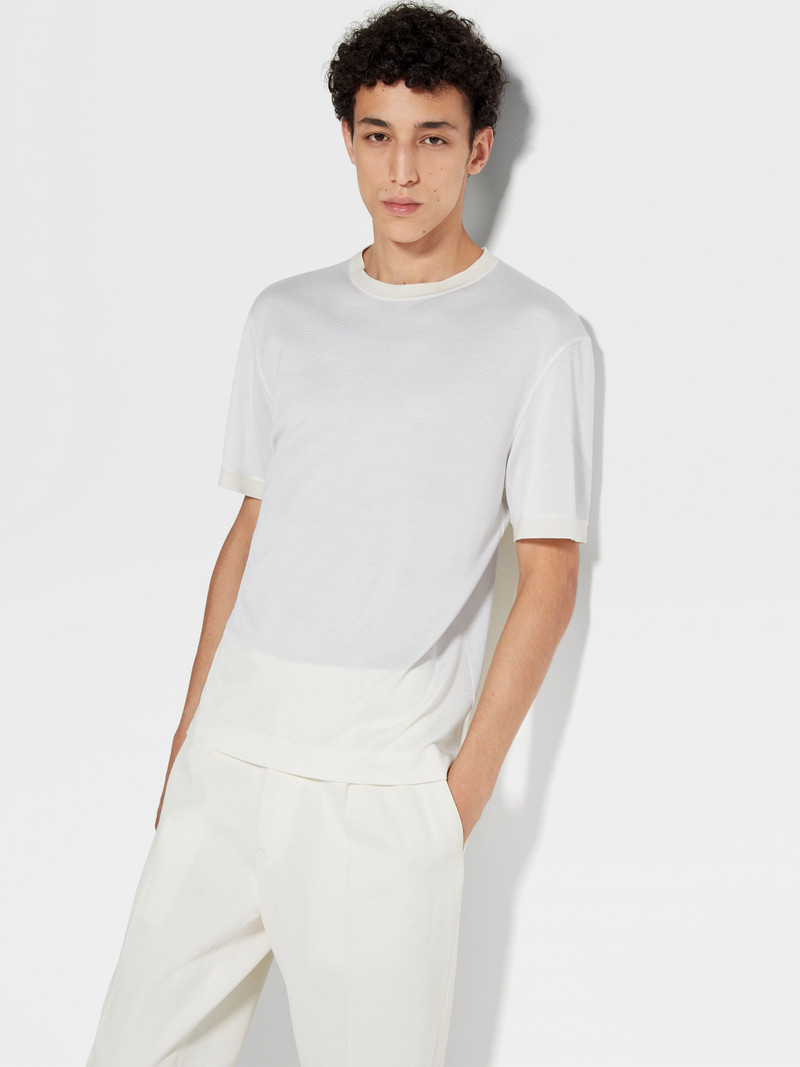 WHITE ZEGNA SILK T-SHIRT 3