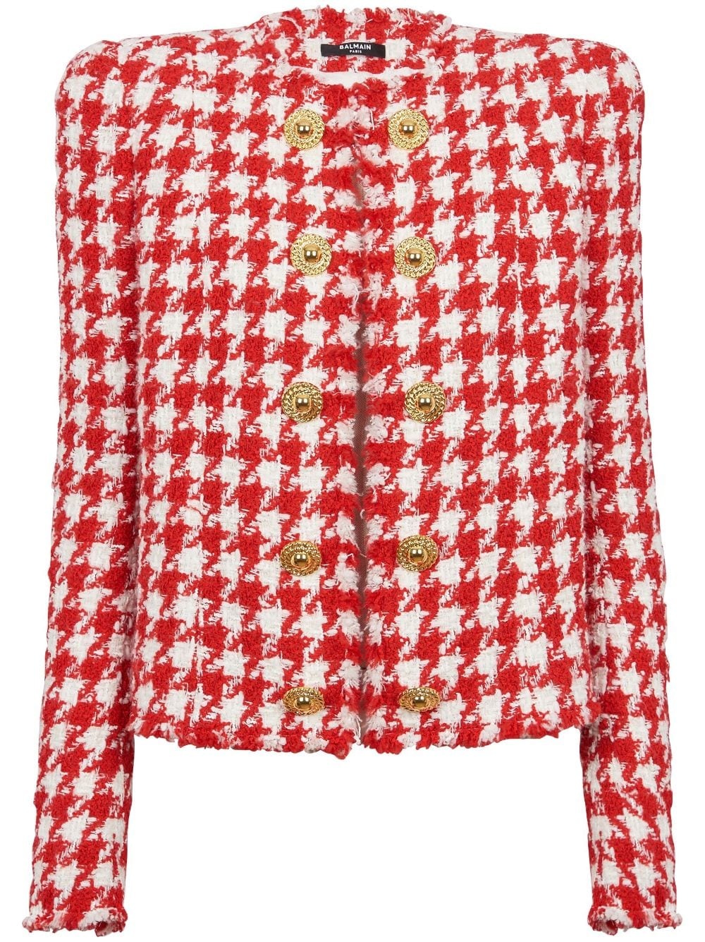 houndstooth-pattern tweed jacket - 1