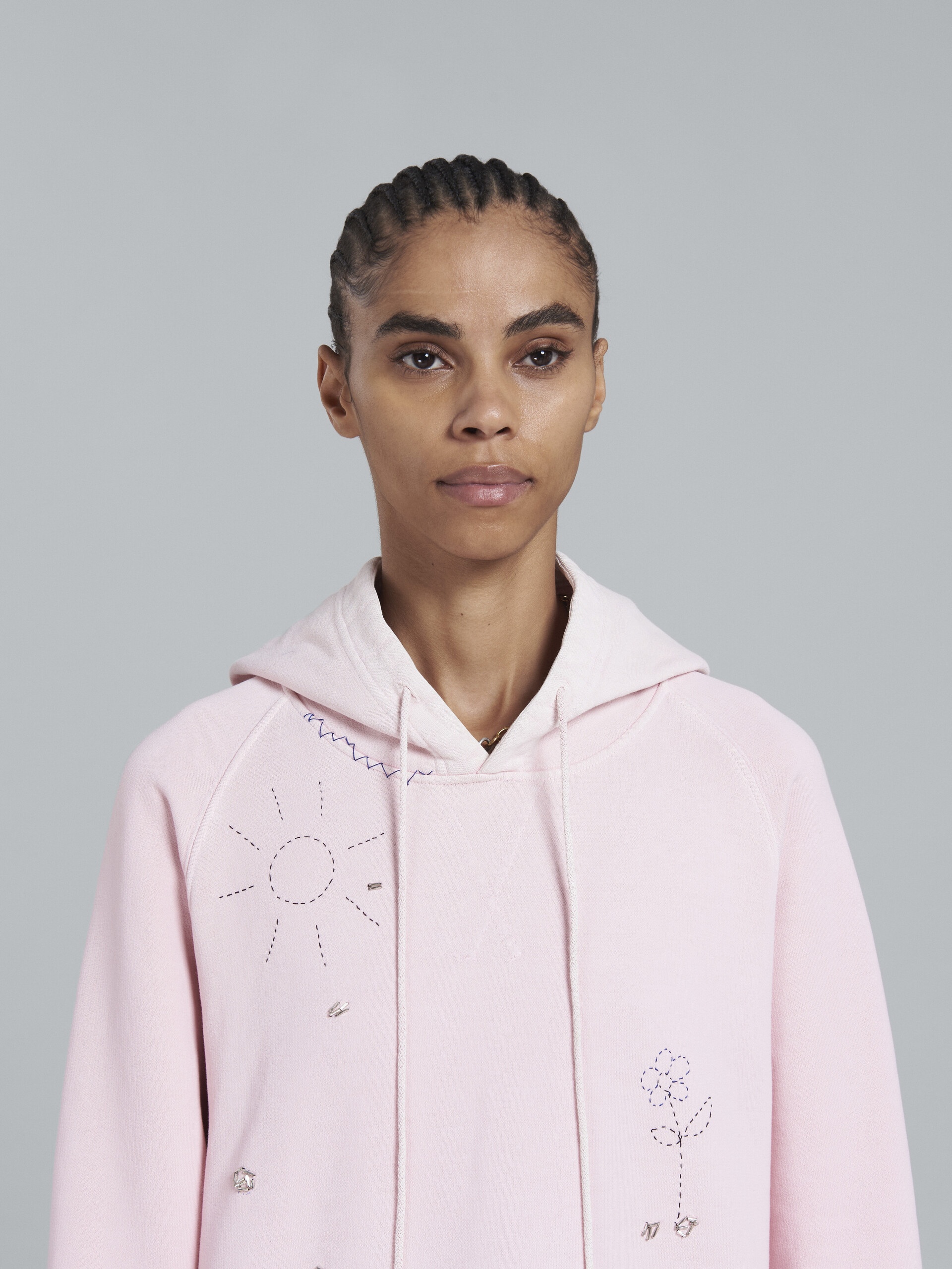 LIGHT PINK EMBROIDERED HOODIE - 4