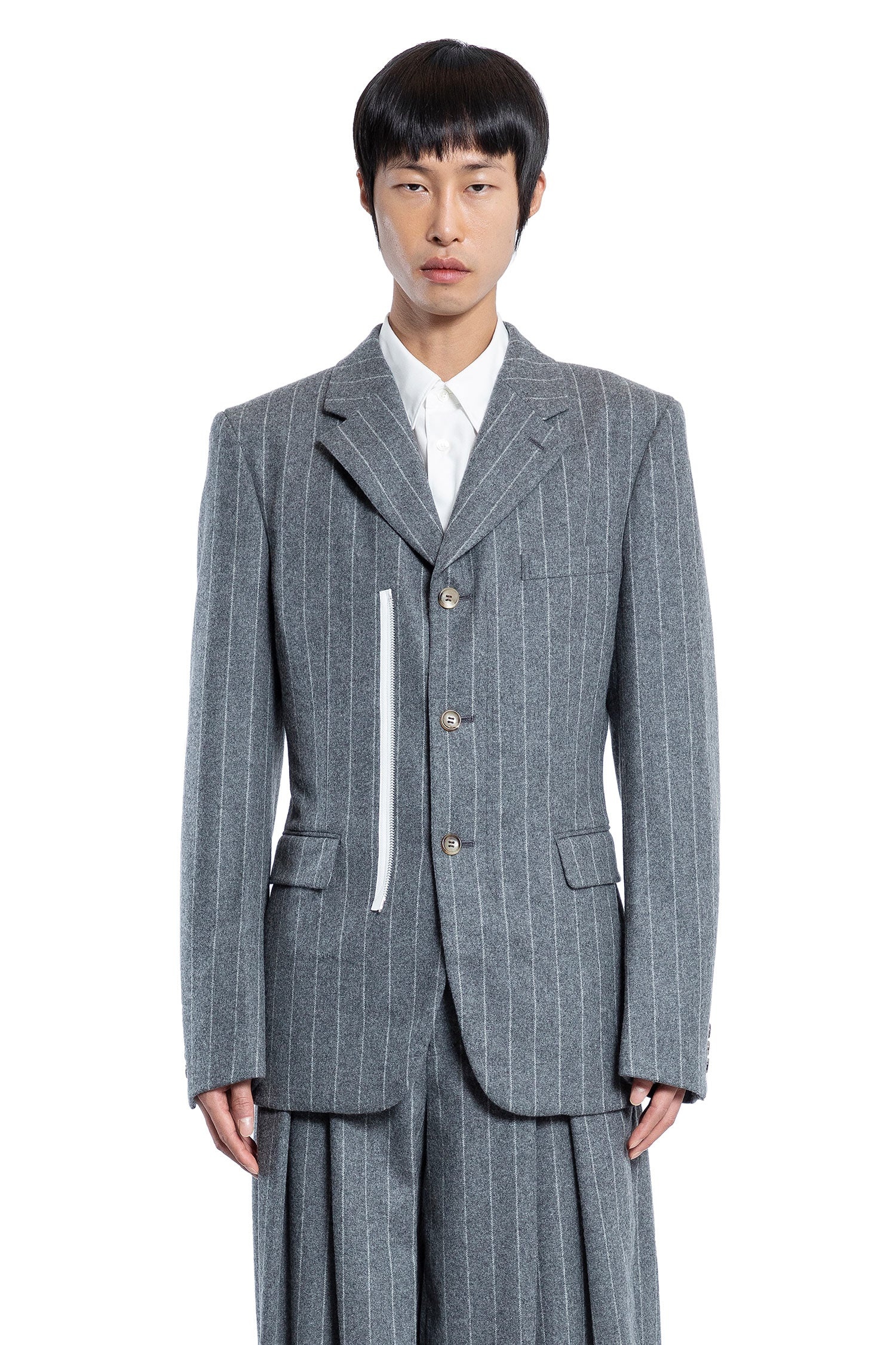 Pinstriped-Wool-Blazer - 1