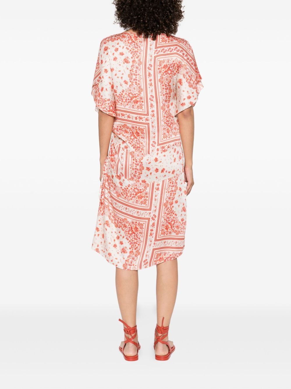 patterned-jacquard drawstring midi dress - 4