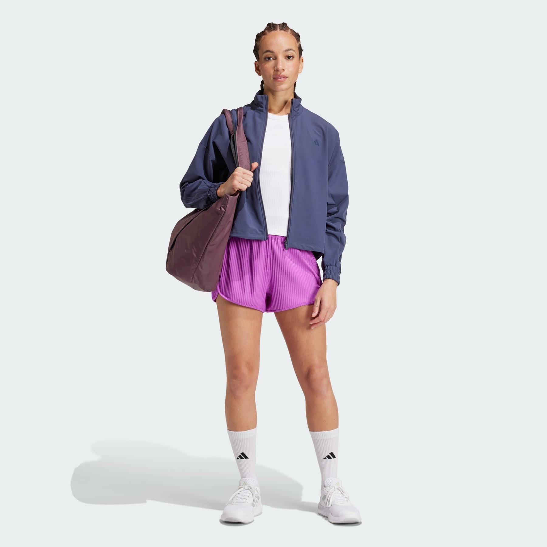 Pacer All Gym Seasonal Rib High-Rise Tonal 3-Stripes Shorts - 5