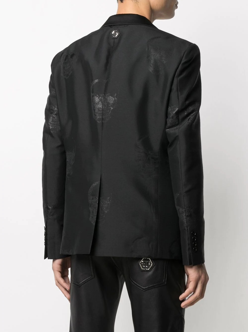 skull-embroidered blazer jacket - 4