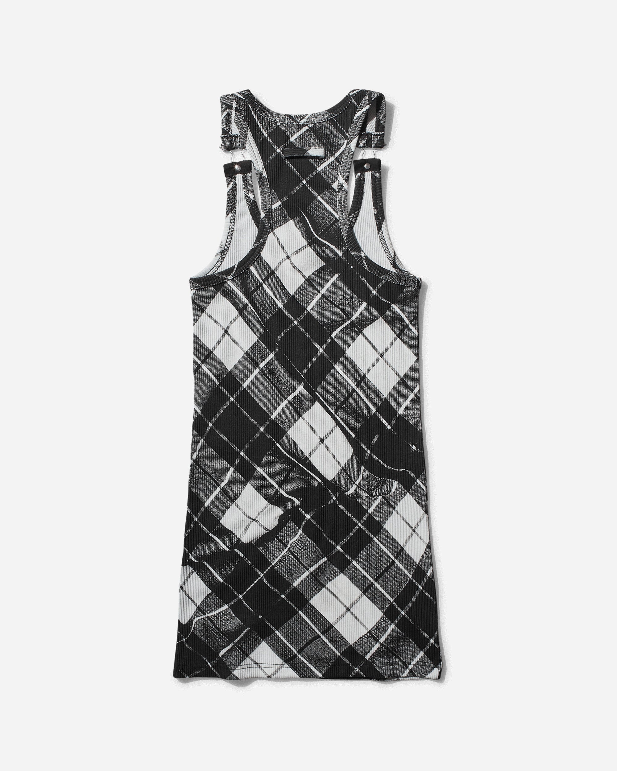 Women's Strapped Tartan Dress Black / Grey / White - 2