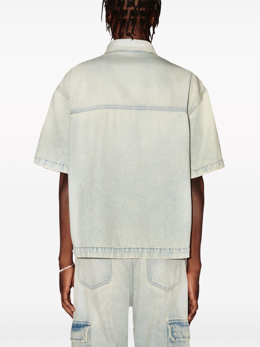 logo-appliquÃ© denim shirt - 4