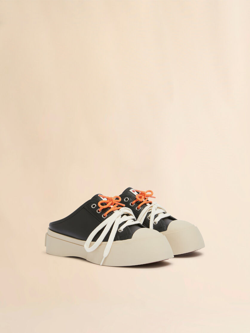 BLACK LEATHER PABLO LACE-UP SABOT - 2