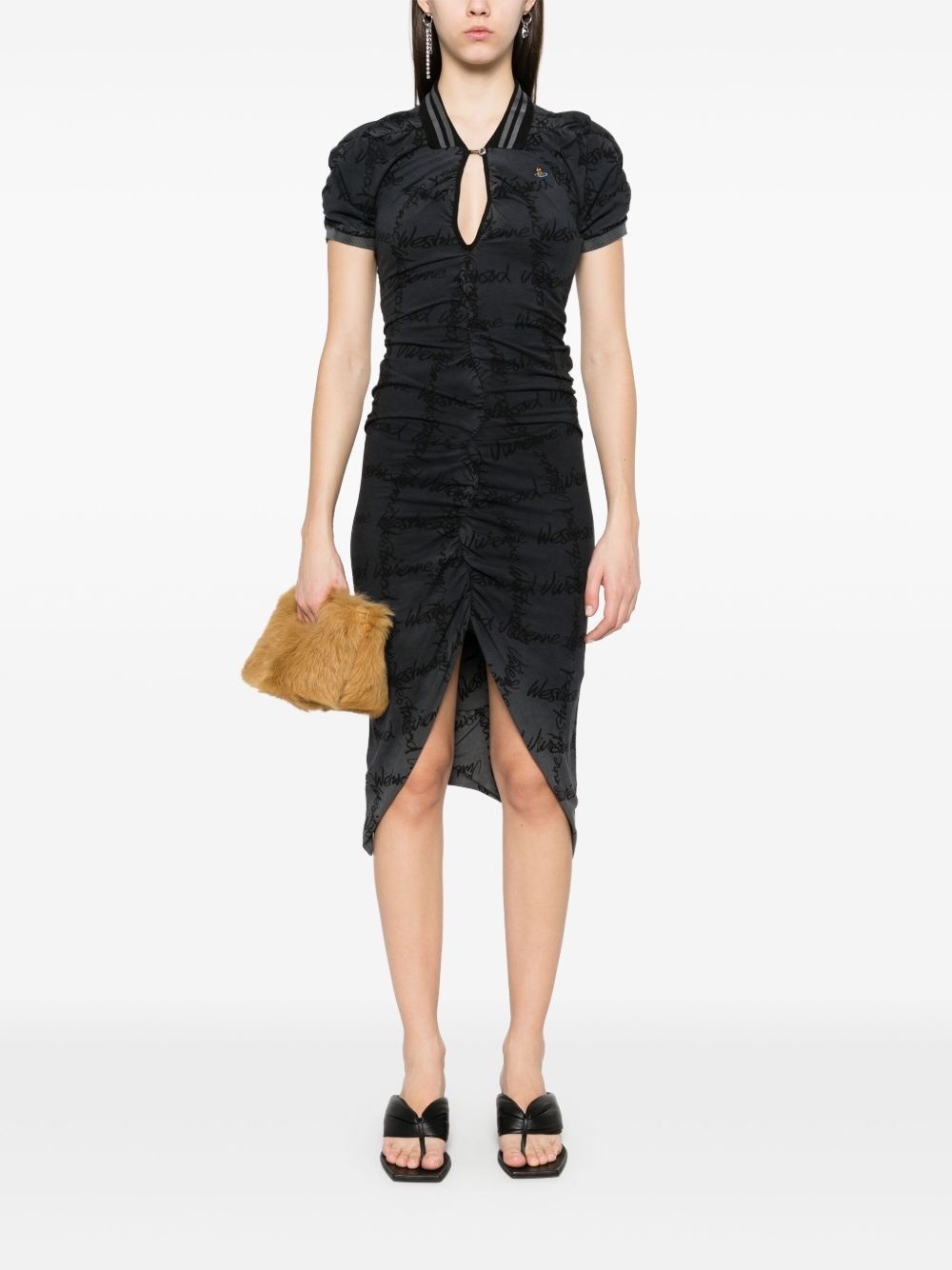 logo-print midi dress - 2