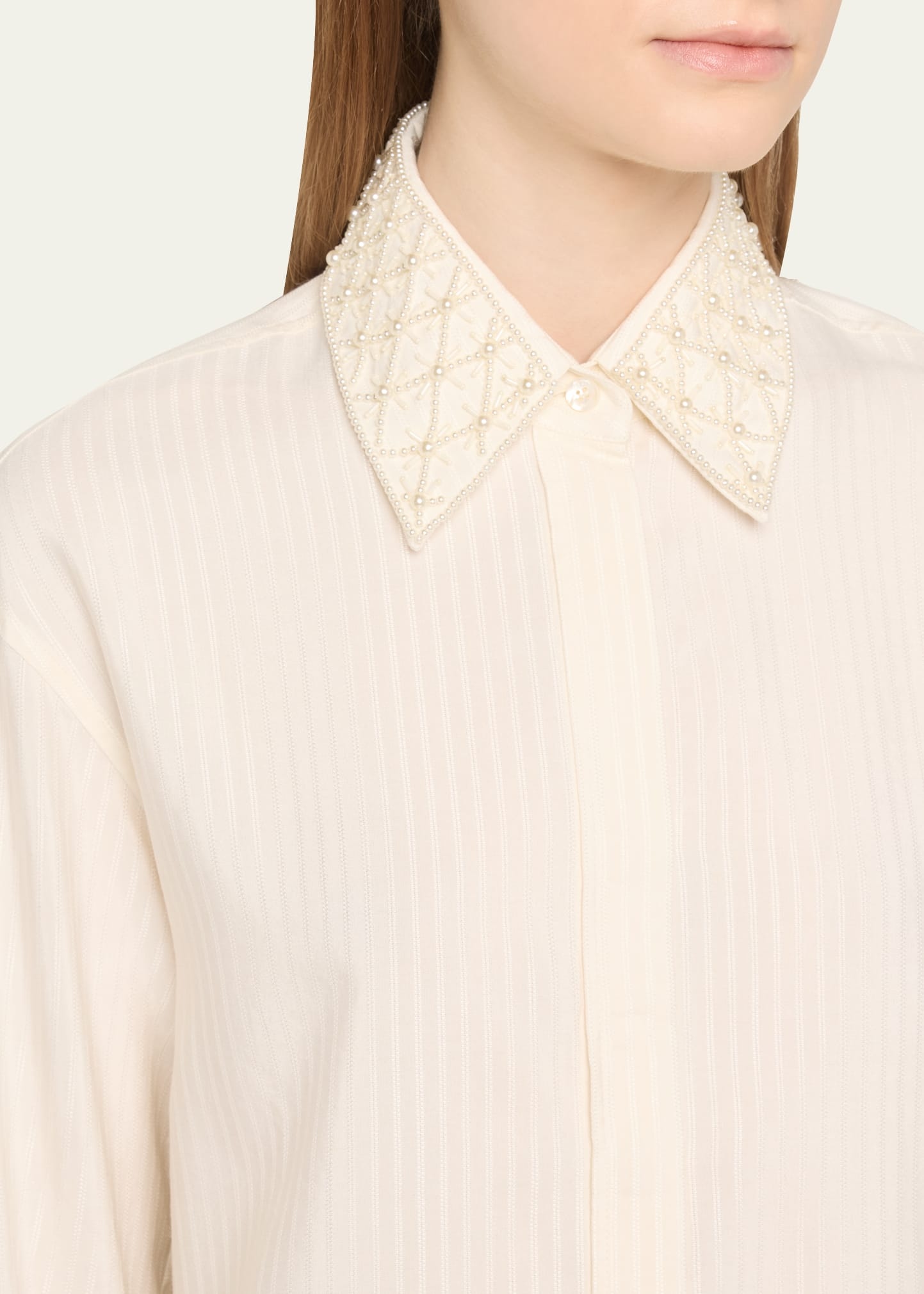 Journey Embellished Button-Front Boyfriend Shirt - 5