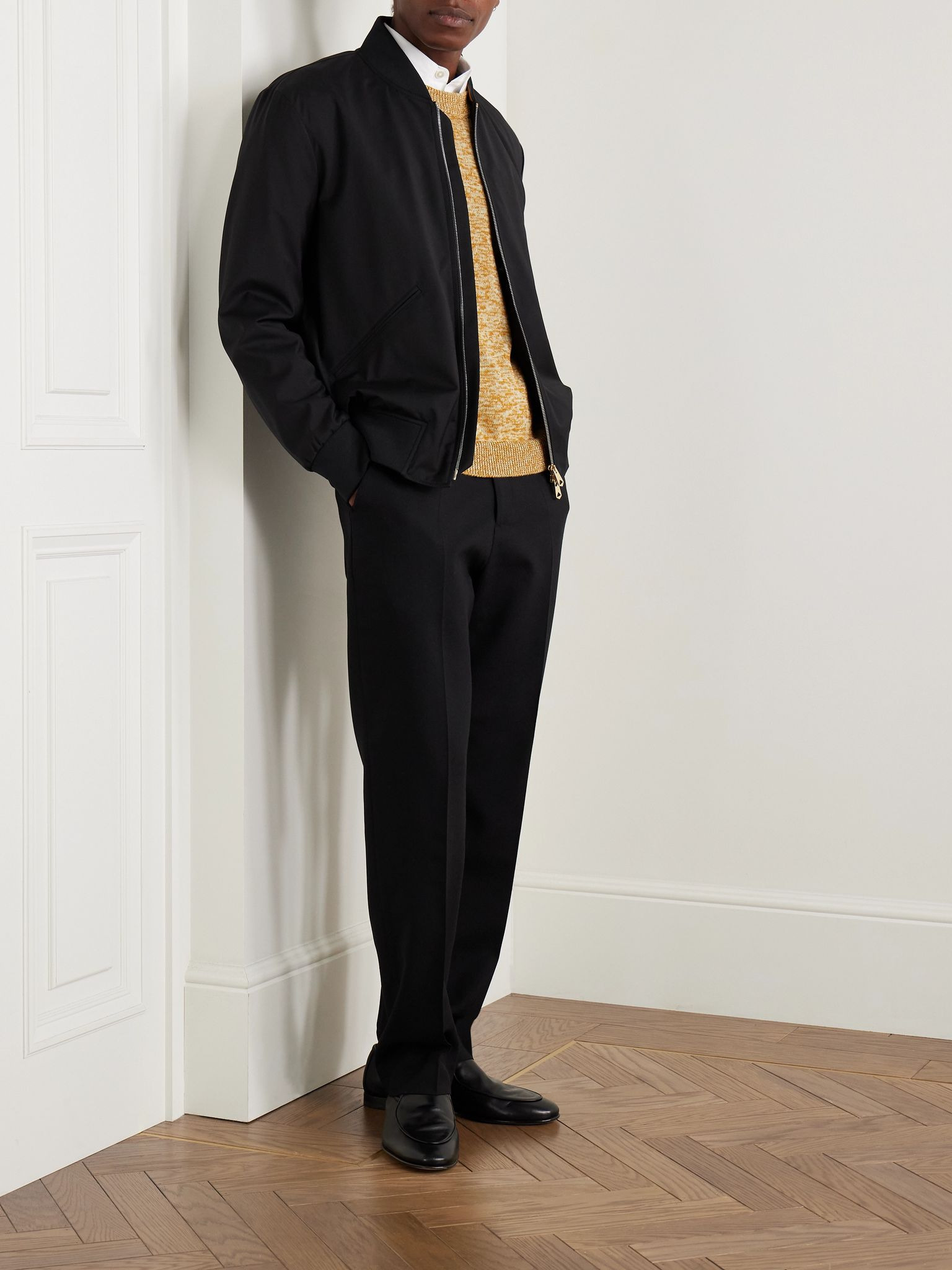 Slim-Fit Straight-Leg Wool Trousers Black - 2