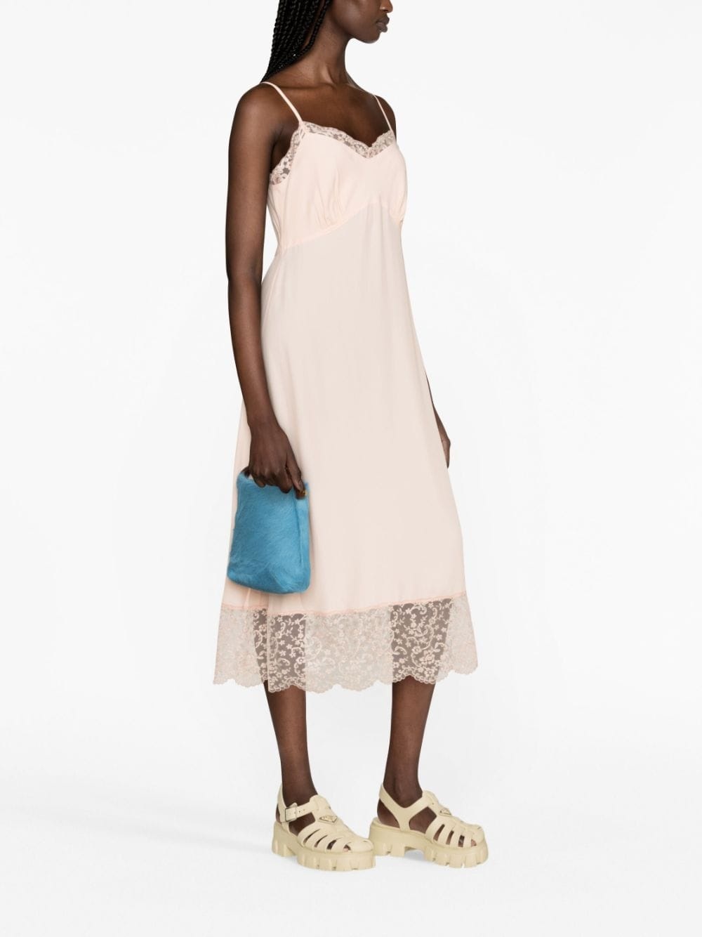 lace-trim slip dress - 7