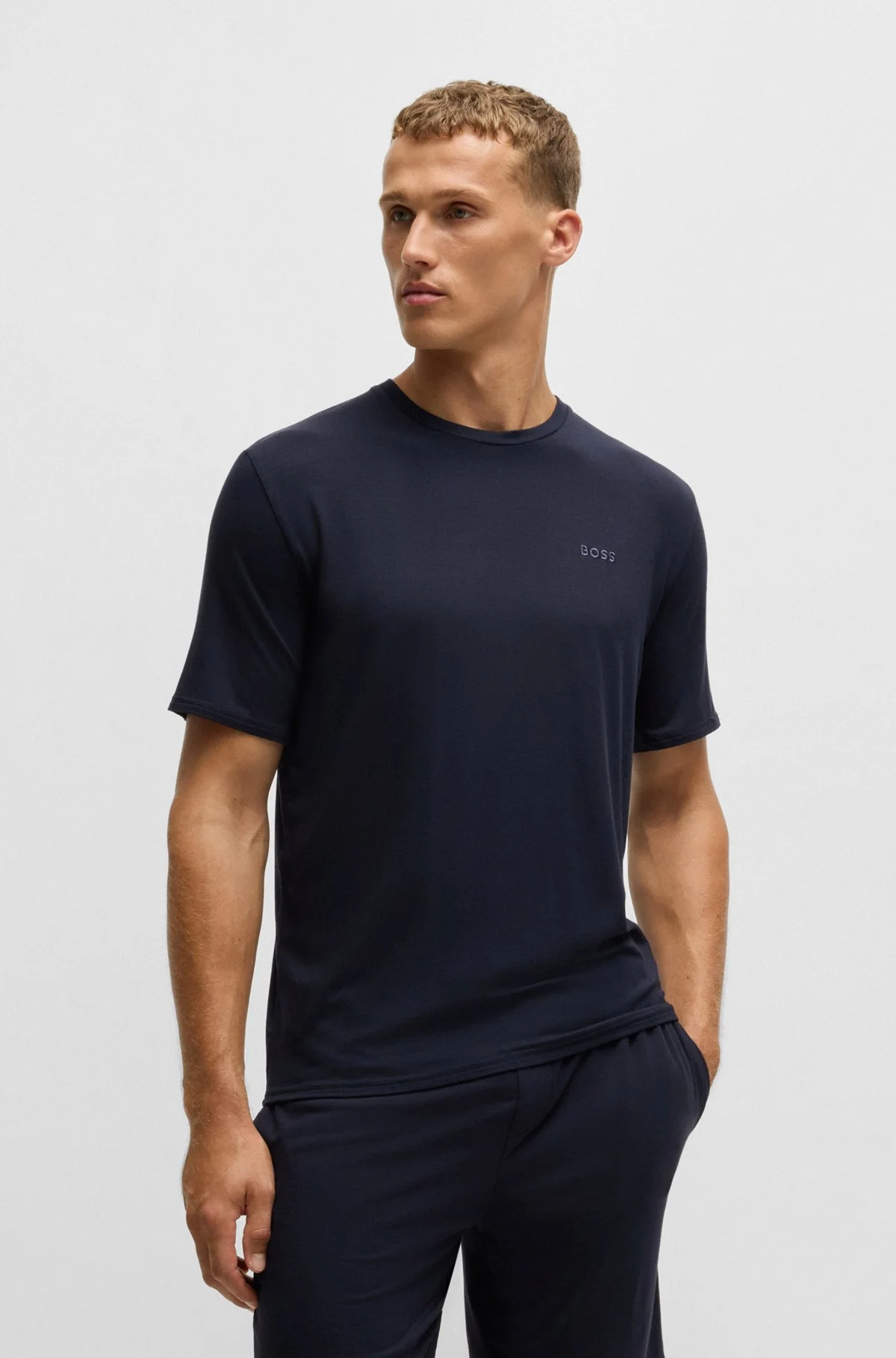 SHORT JERSEY PAJAMA SET WITH EMBROIDERED BRANDING - 1