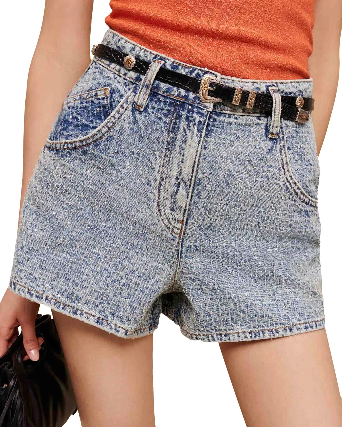 Pokkus Embellished Denim Shorts - 2