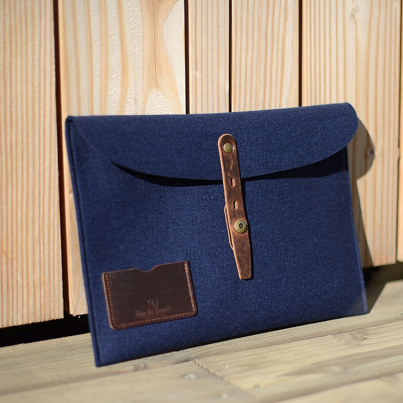 MISHA 13” LAPTOP SLEEVE - BLUE FELT 4