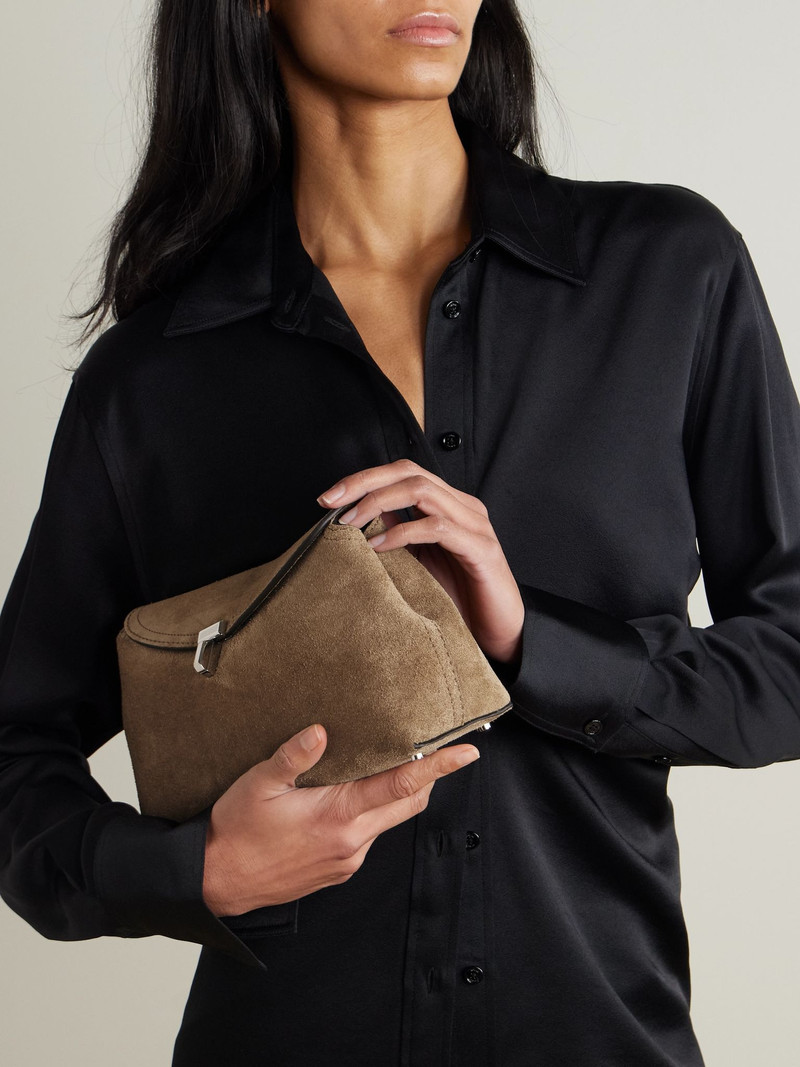 TOTEME T-Lock suede clutch Brown outlook