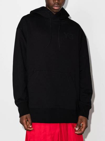 Y-3 logo-print cotton hoodie outlook