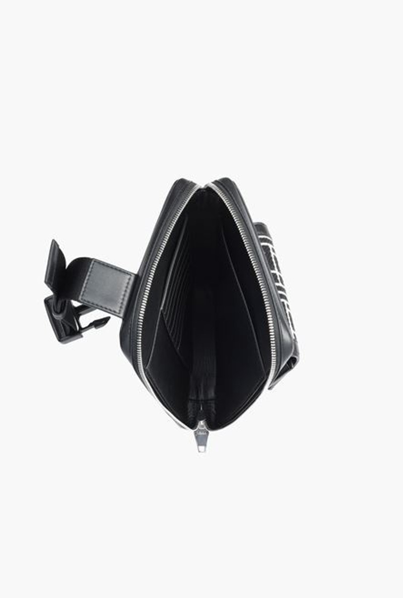 Bicolor jacquard bag with black leather panels 6