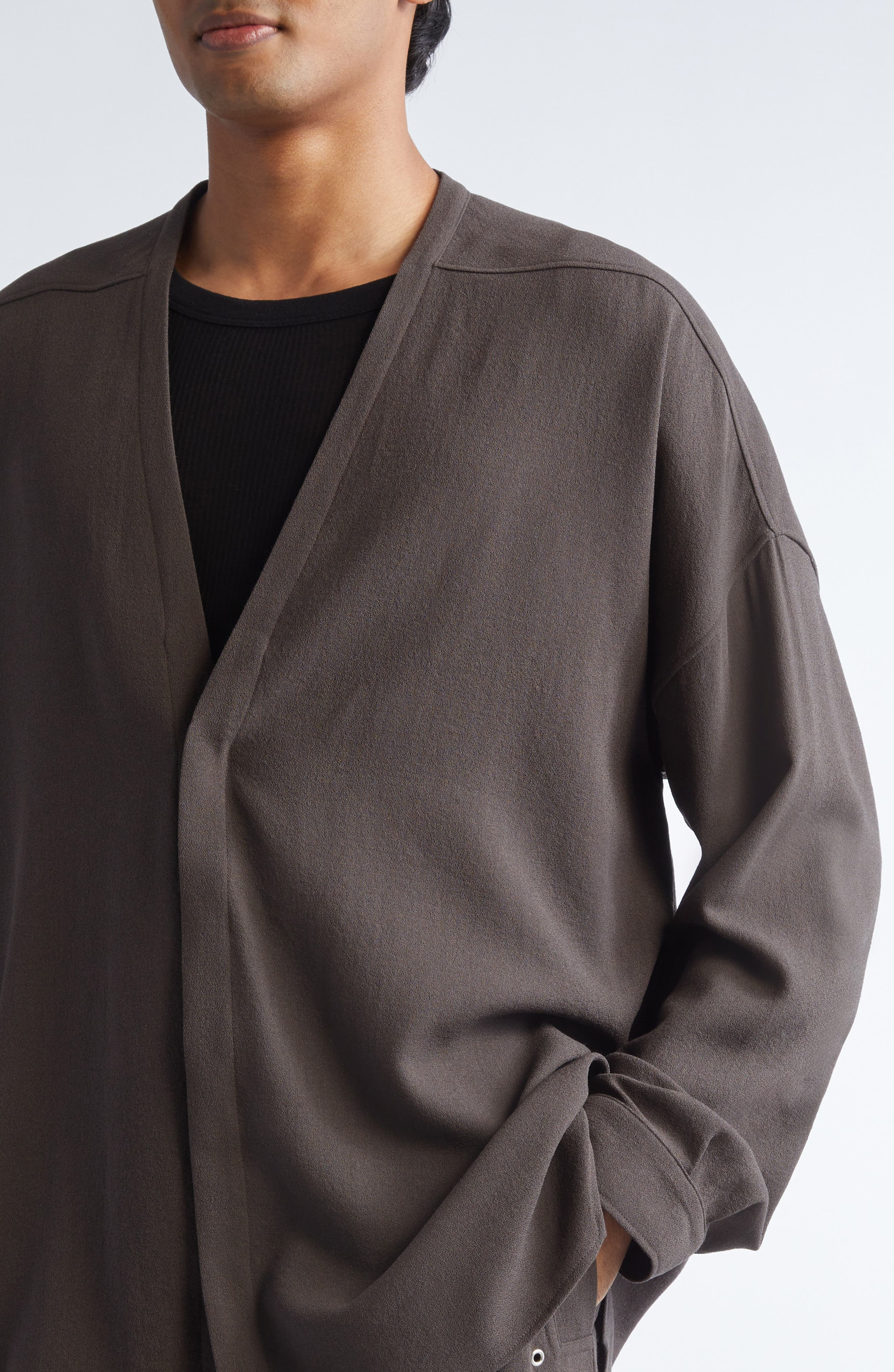 Rick Owens Lido Larry Virgin Wool Shirt in Dark Dust at Nordstrom - 5