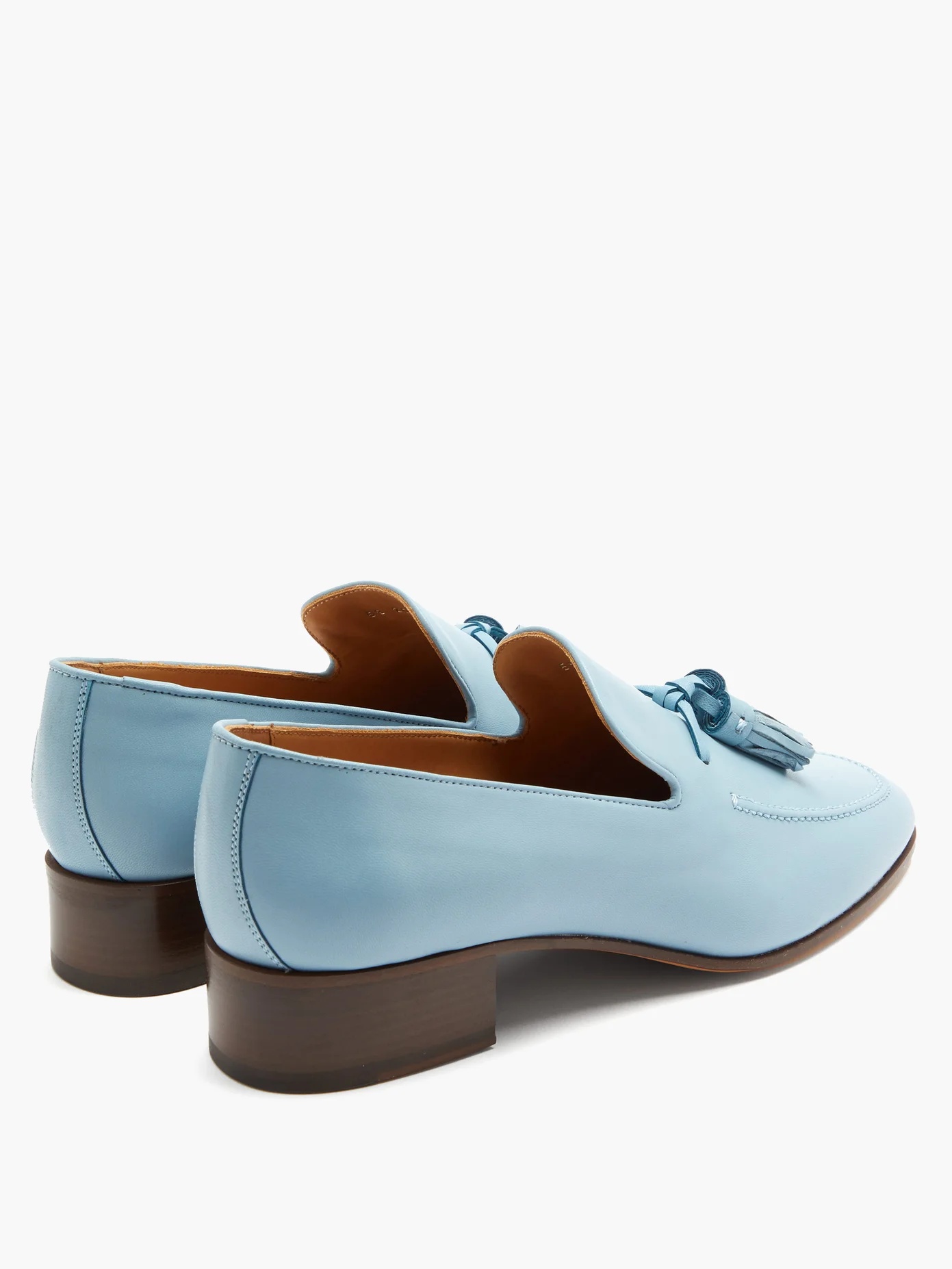 Pompom tasselled leather loafers - 4