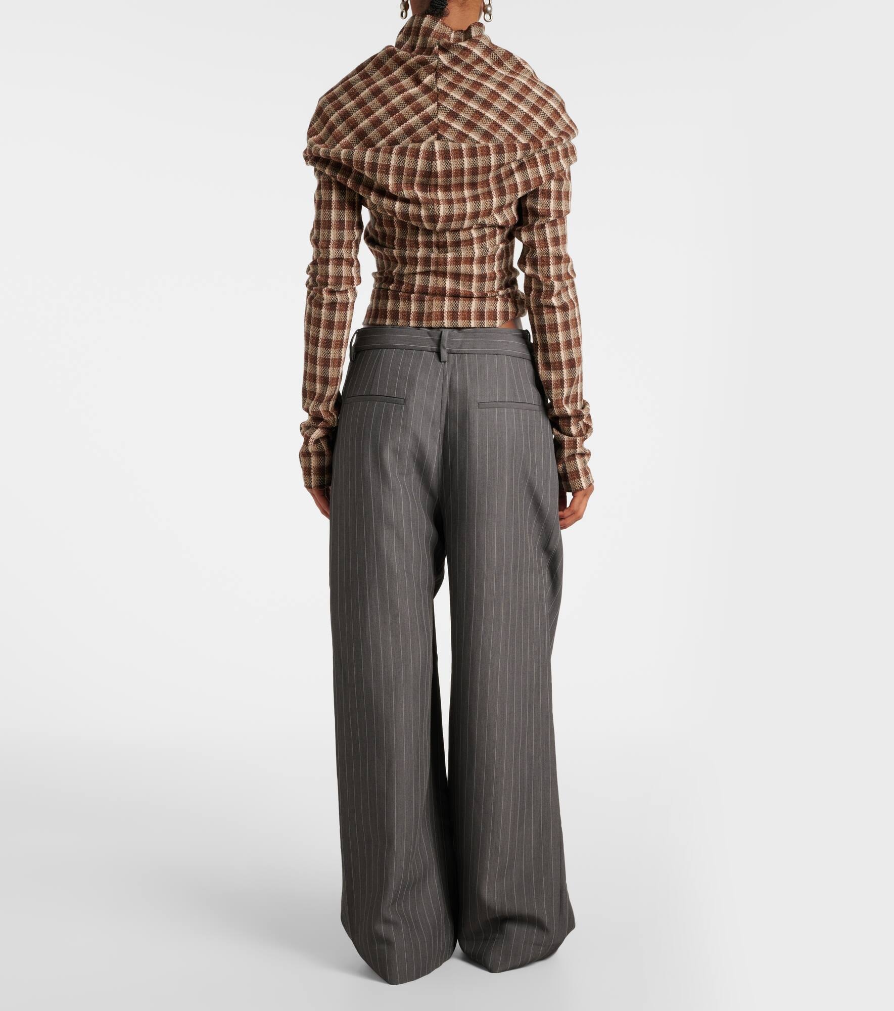 Plave pinstripe wide-leg pants - 3