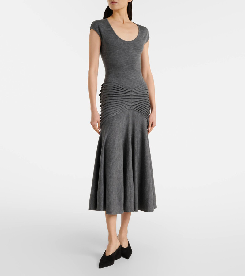 Alaïa Knitted pleated wool midi dress outlook