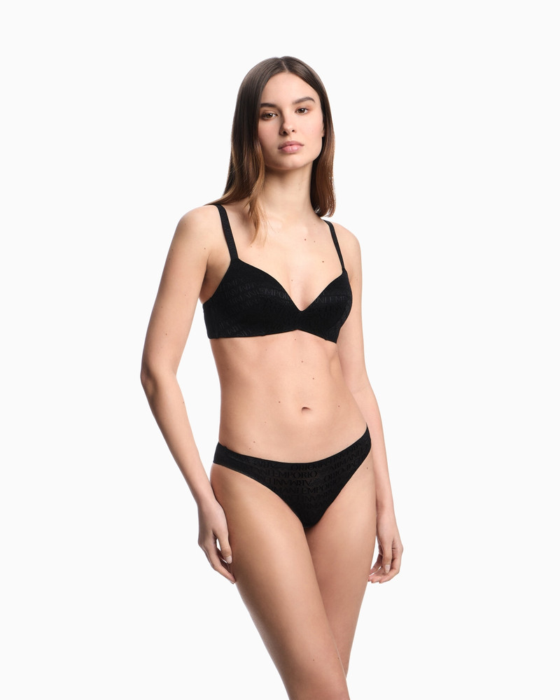 ASV PADDED TRIANGLE BRA IN RECYCLED MESH WITH ALL-OVER LOGO LETTERING 2