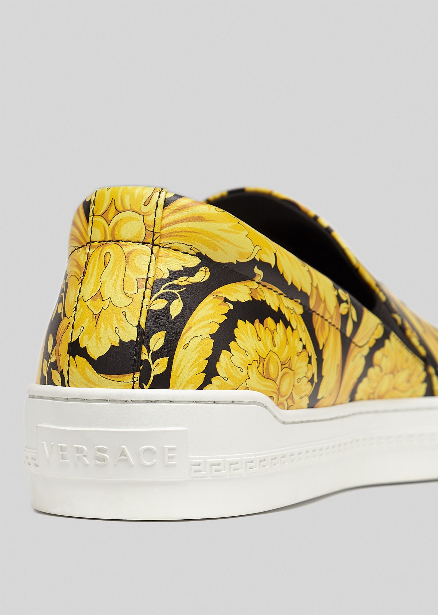 Barocco Print Leather Slip-On Sneakers - 3