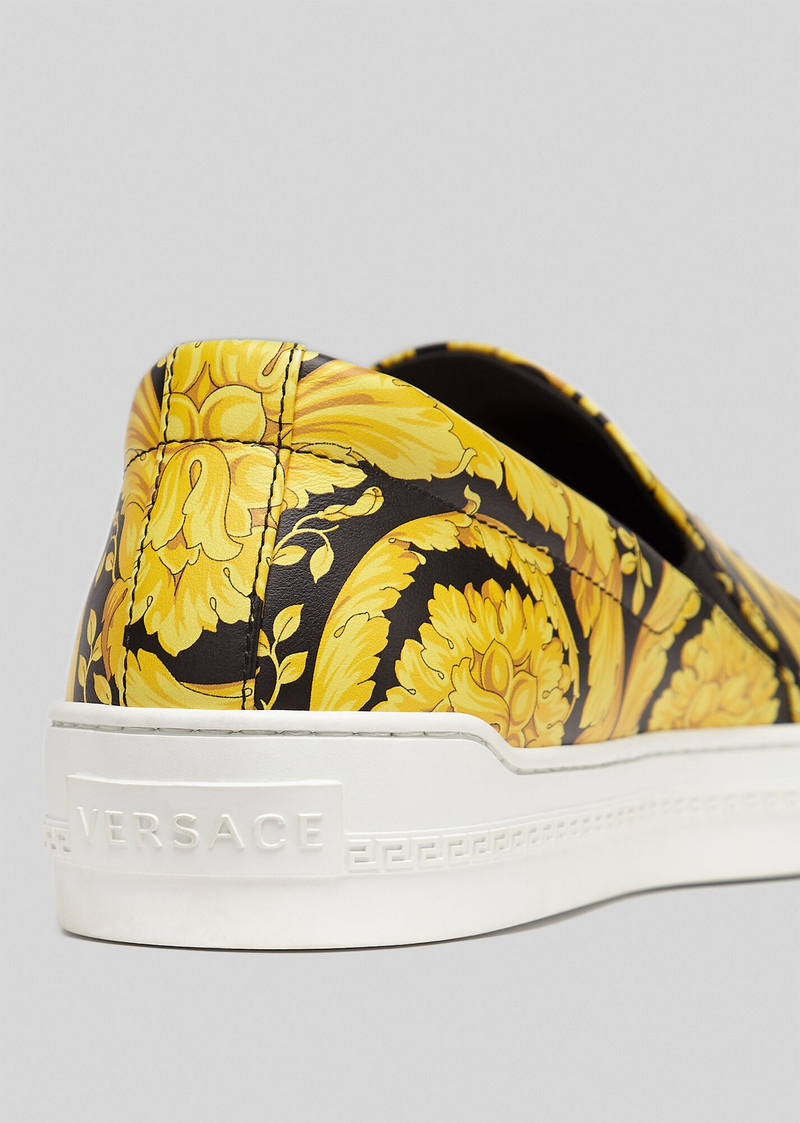 Barocco Print Leather Slip-On Sneakers 3