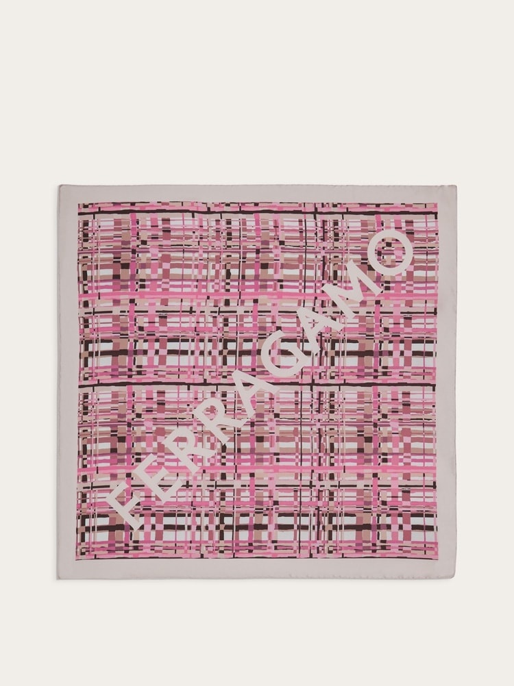 CHECK PRINT SILK FOULARD - 1