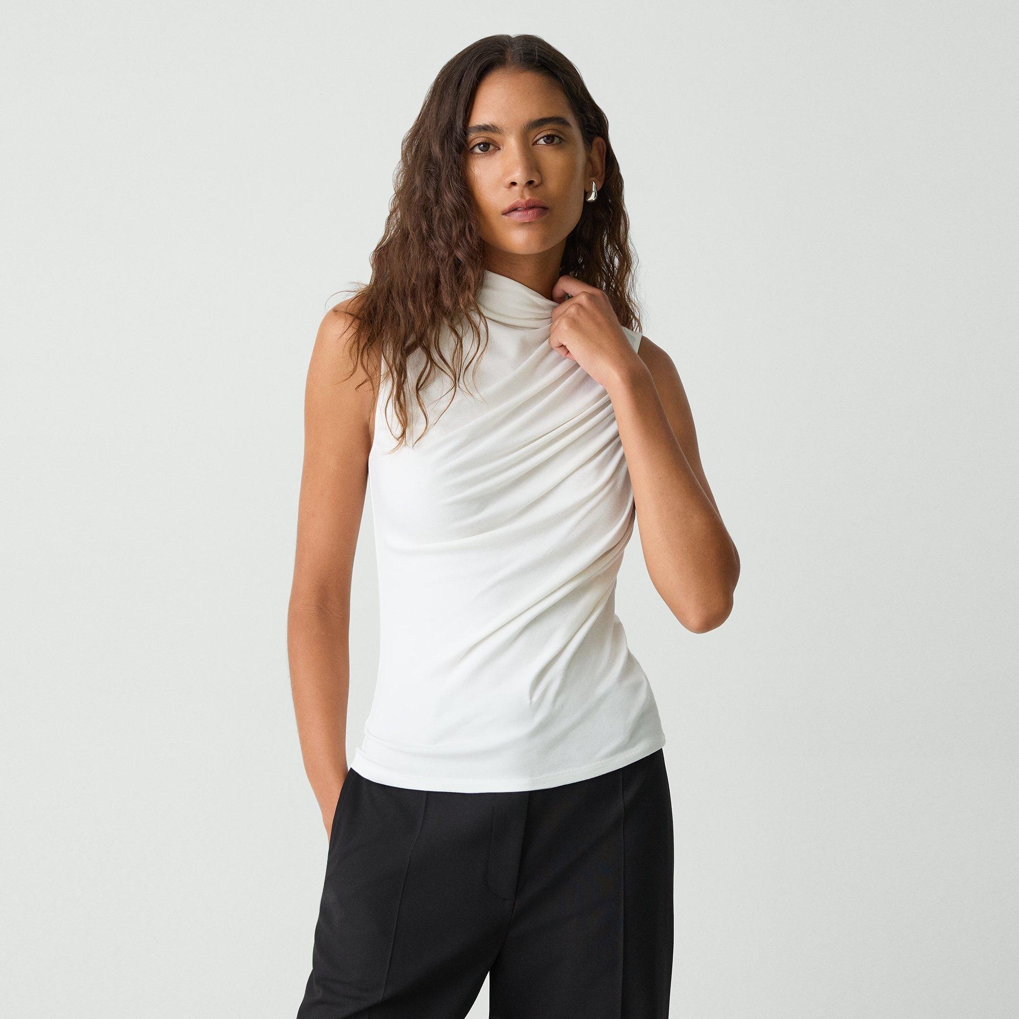 Draped Sleeveless Top in Ribbed Viscose - 2