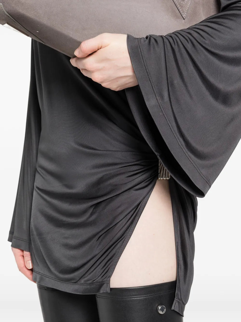 The Attico Women Asymmetrical Dress With Draped Bell Sleeves - 5