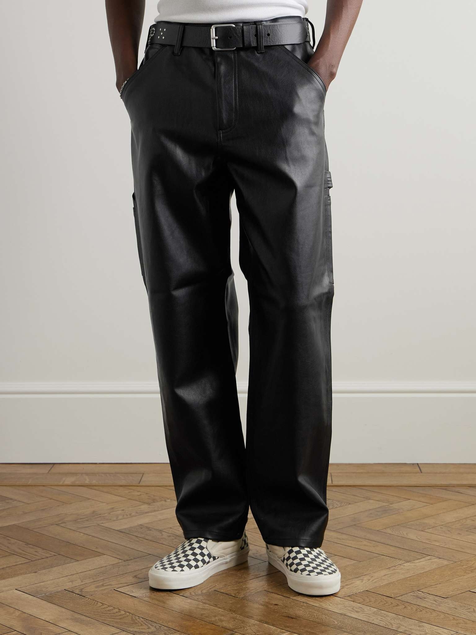 Single-Knee Straight-Leg Full-Grain Trousers - 3