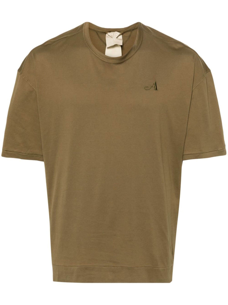 logo-embroidered cotton T-shirt 1