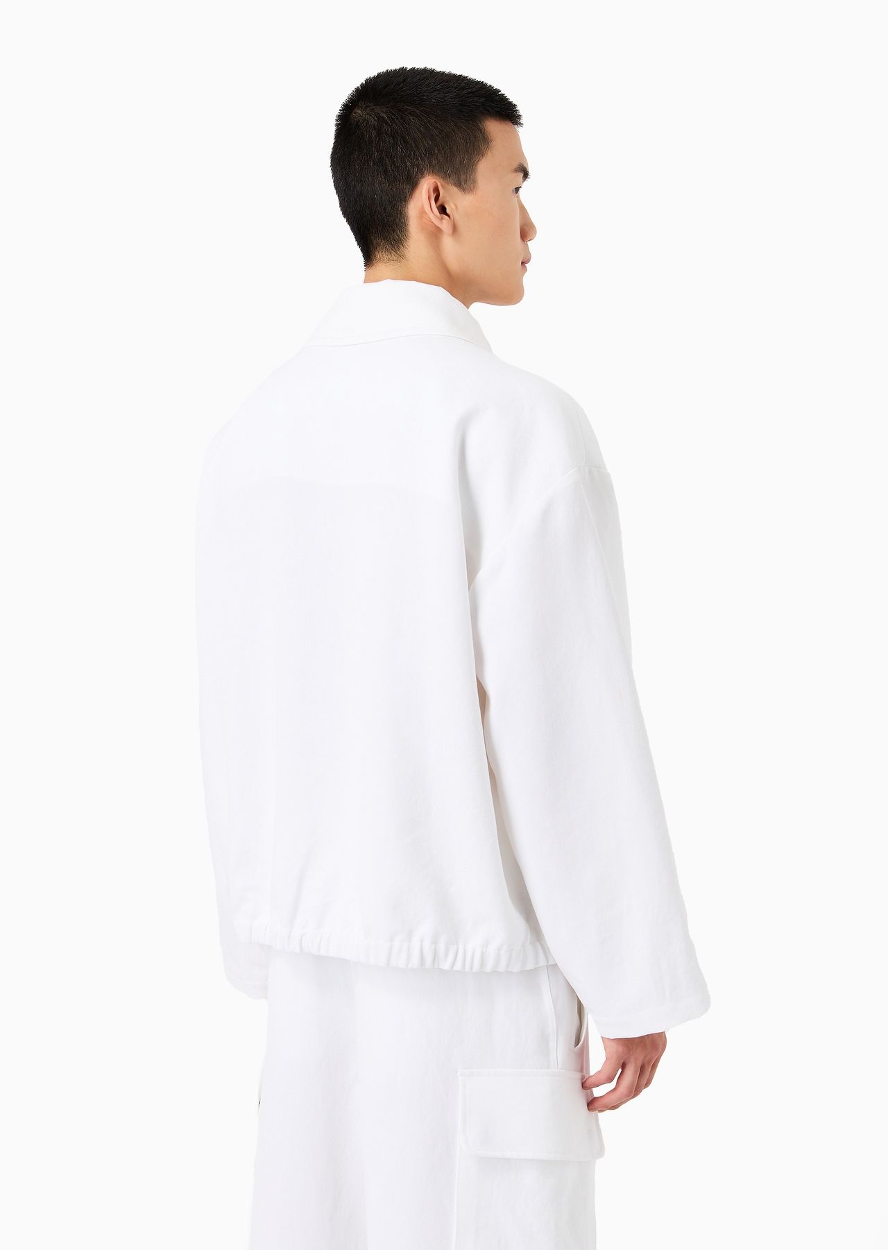 Double-breasted linen blouson - 3