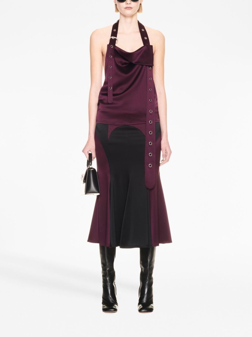 pleated satin midi skirt - 2