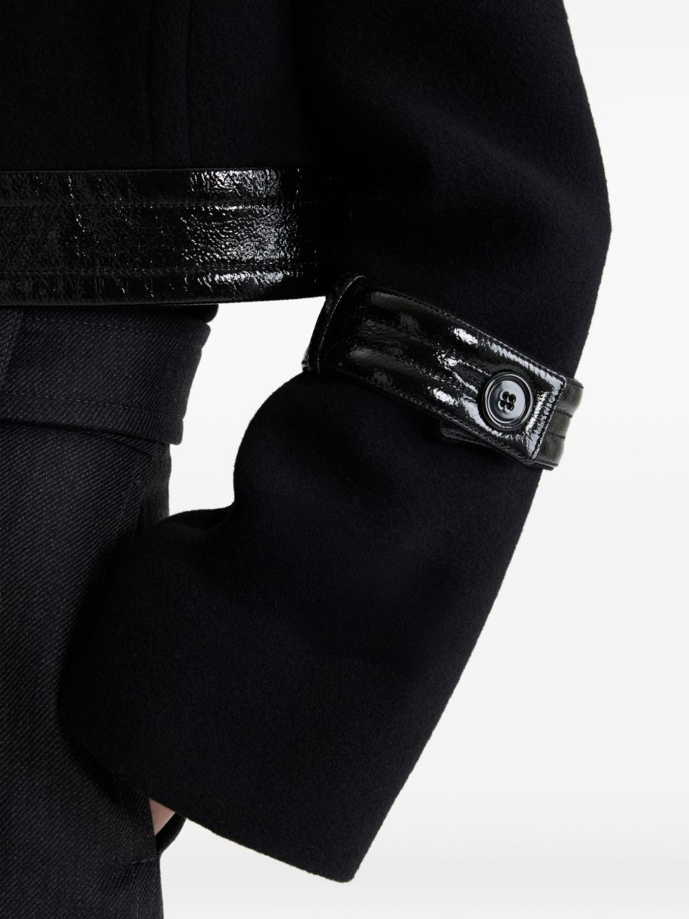 patent-trimmed wool jacket - 4
