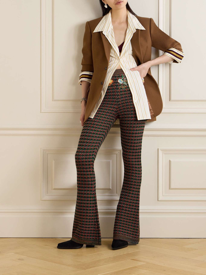 Etro Embroidered jacquard-knit bootcut pants outlook