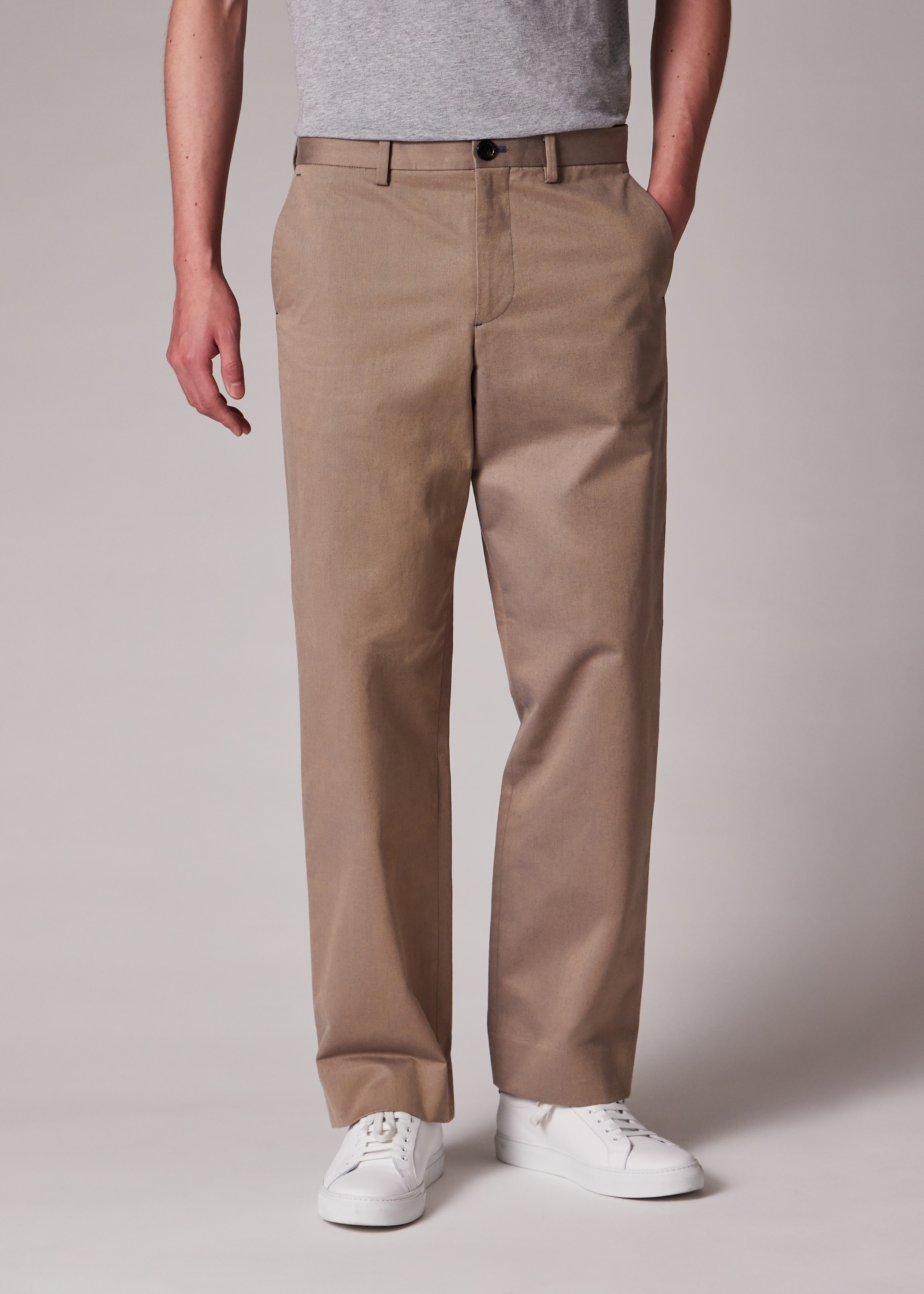 Stone Two-Tone Cotton Twill Chinos - 3