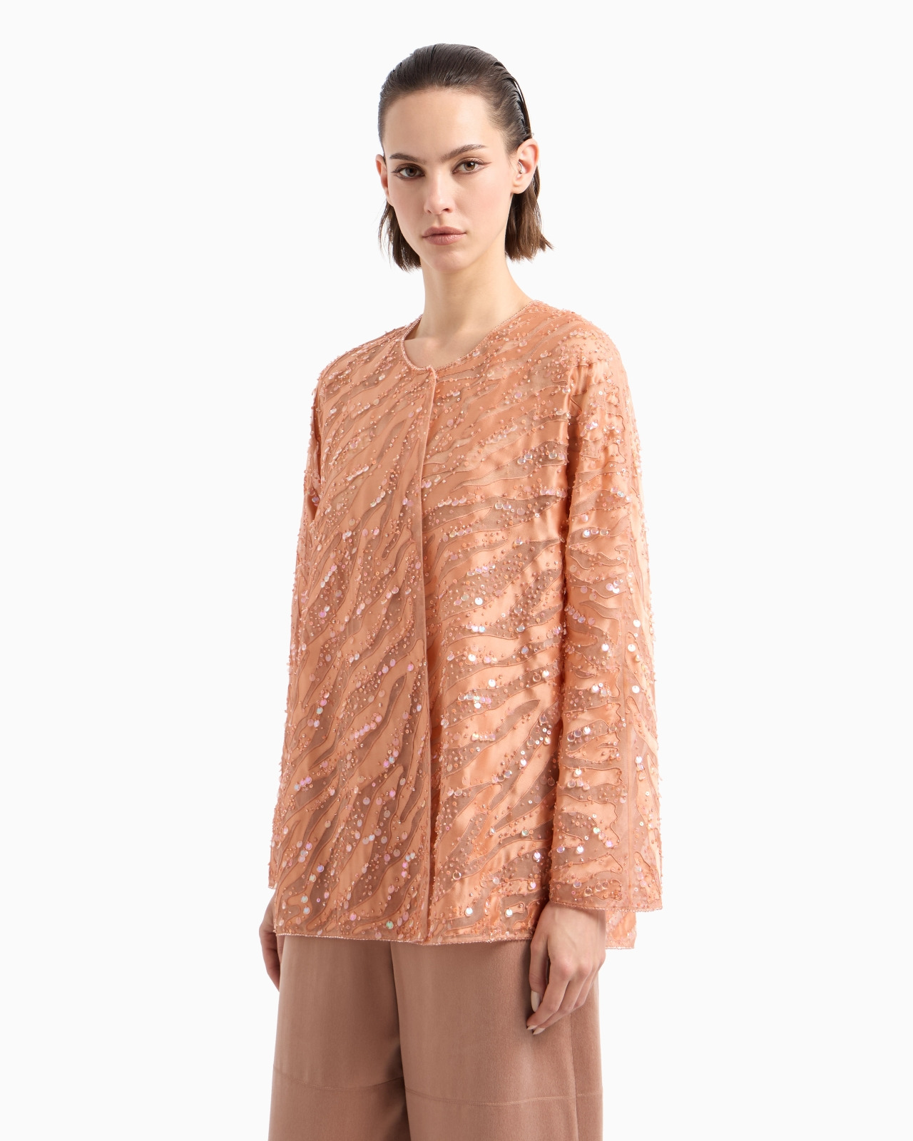 ORGANZA SHIRT WITH ANIMAL SKIN MOTIF EMBROIDERY - 4