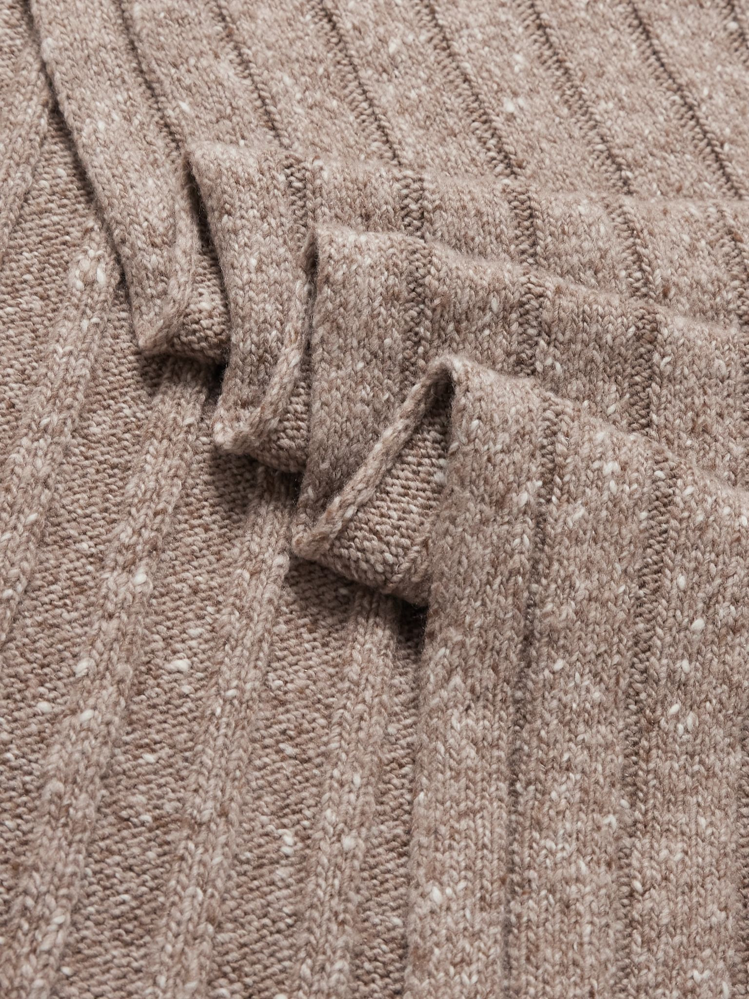 Ribbed Cashmere Scarf Brown - 3