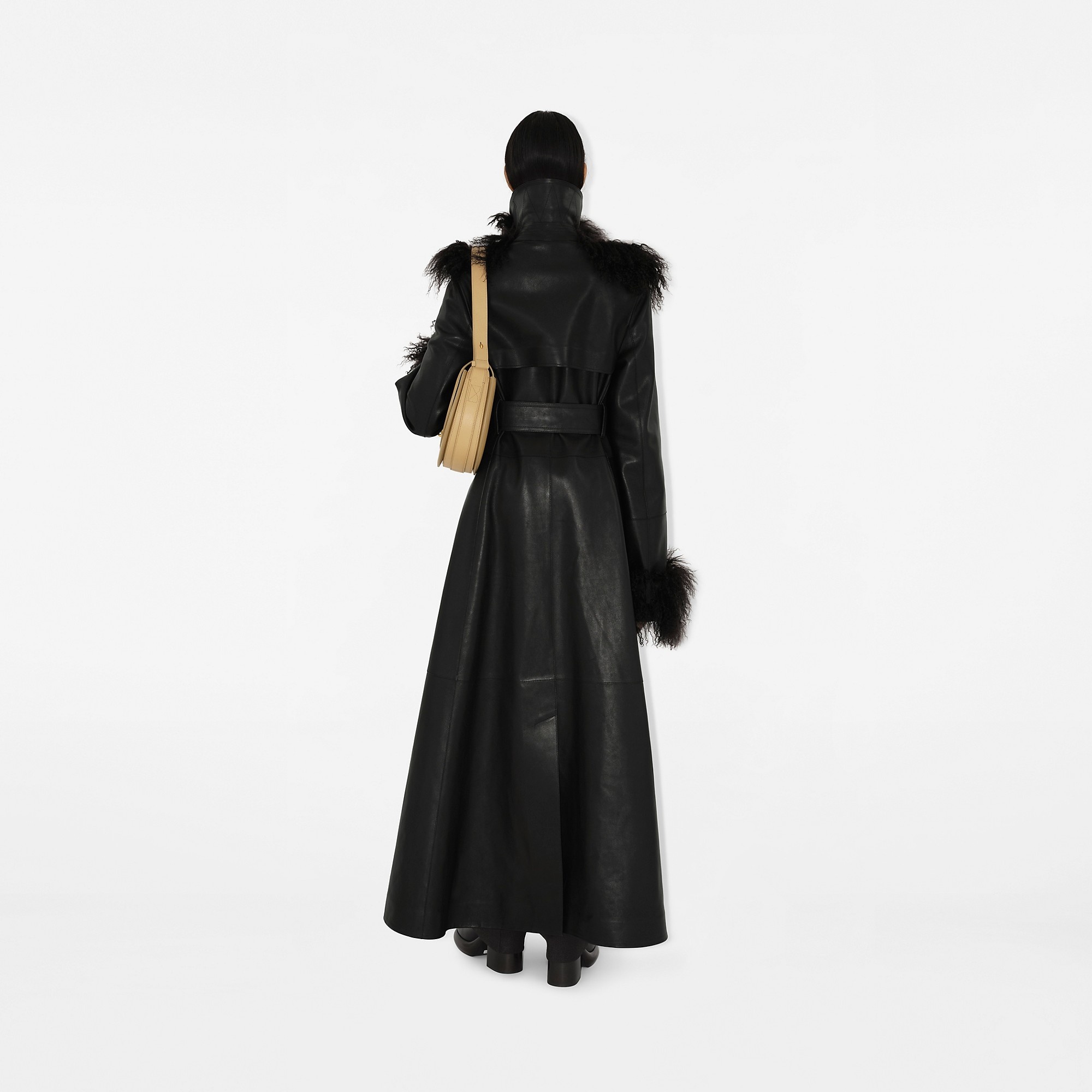 Long Leather Trench Coat - 4